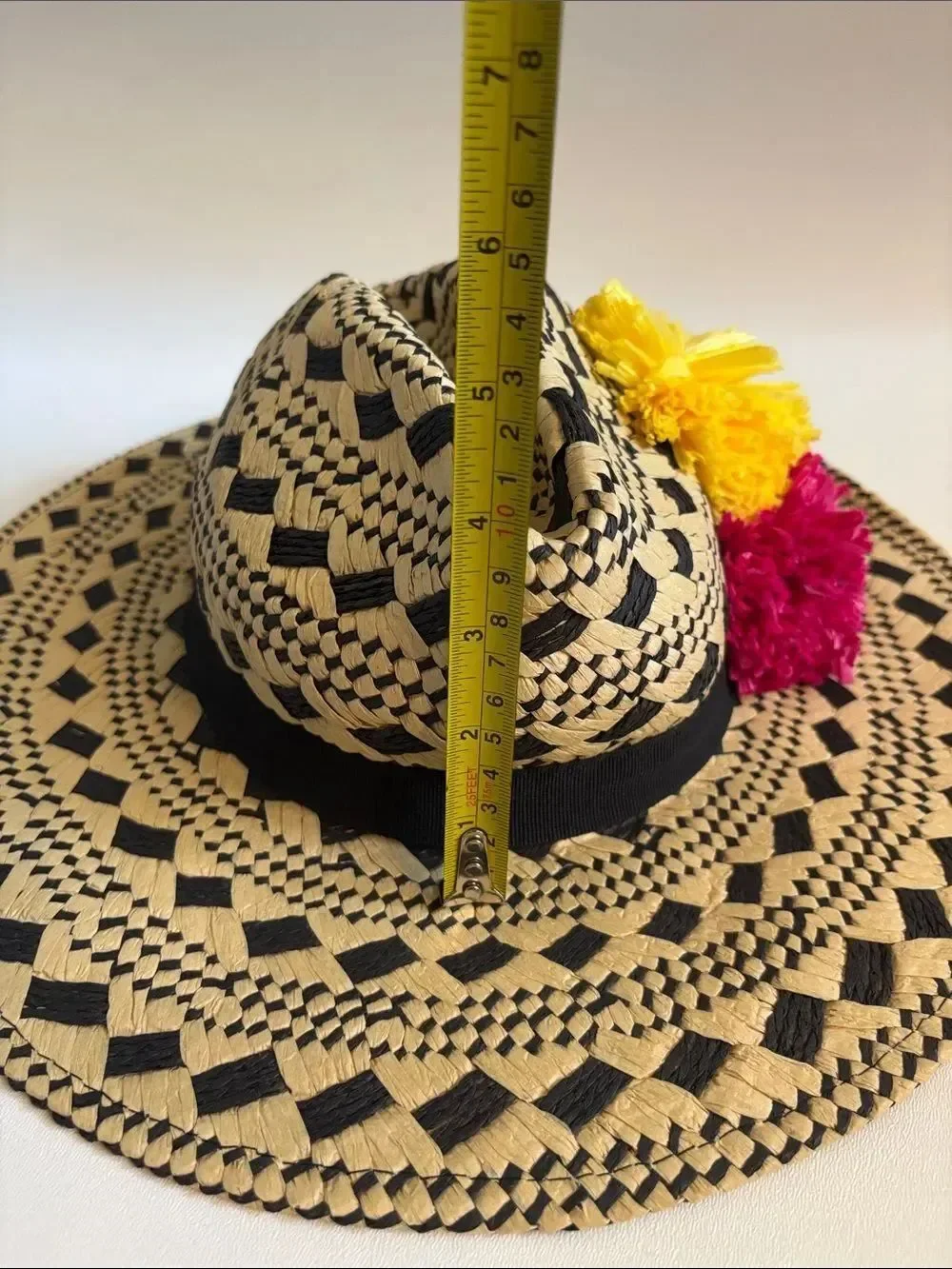 Vintage Helene Berman Resort Pom Pom Straw Hat ~ New With Tags ~ Made in Italy